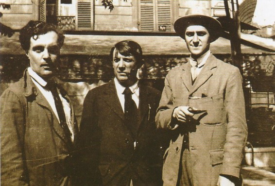 Modigliani, Picasso and André Salmon at Café de la Rotonde in Paris, 1916.